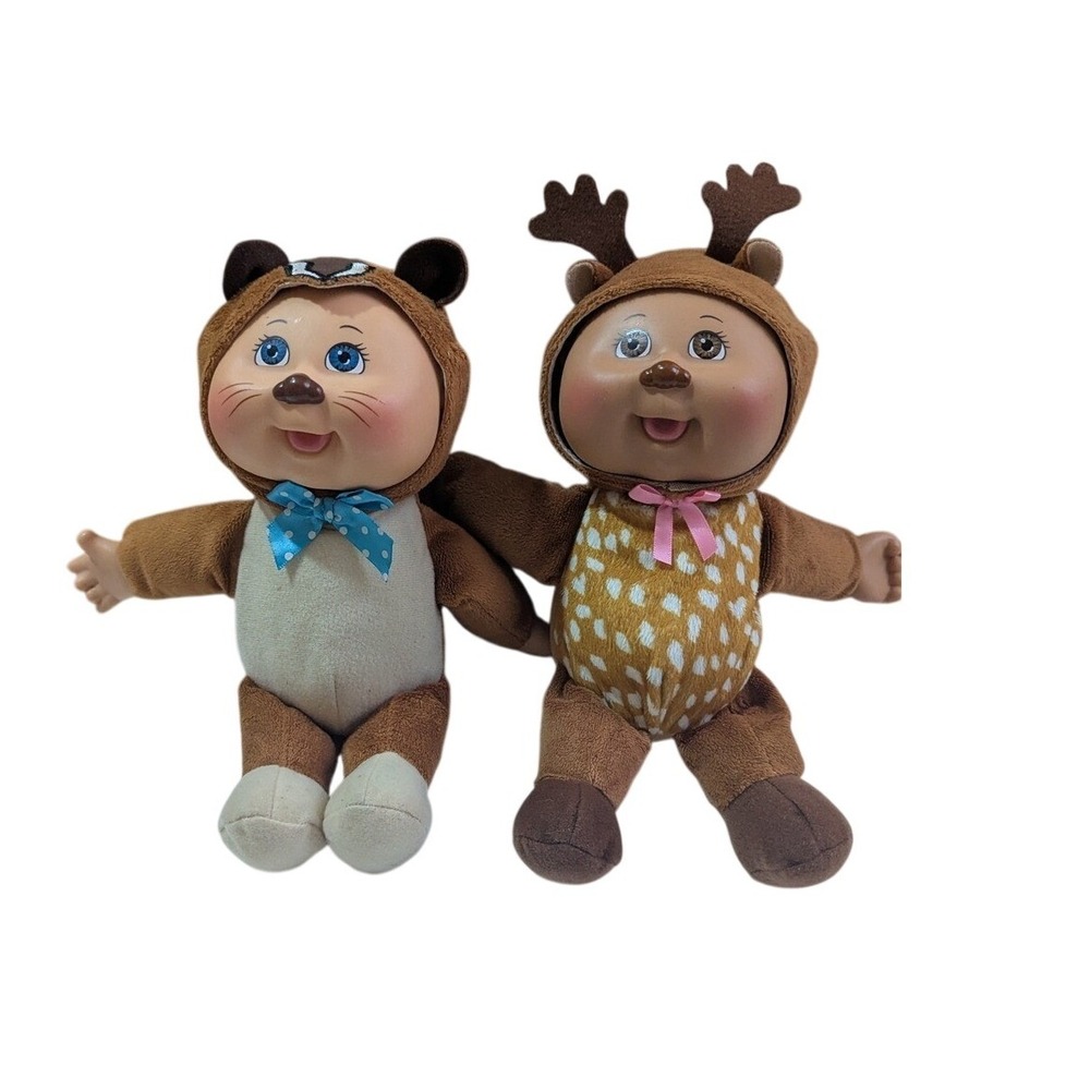 Cabbage Patch Kids Cuties Plush Doll‎ Lot Reindeer Chipmunk Brown 2019 CPK Set